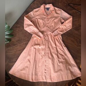 Ralph Lauren Cotton Button Down Peach Shirt Dress